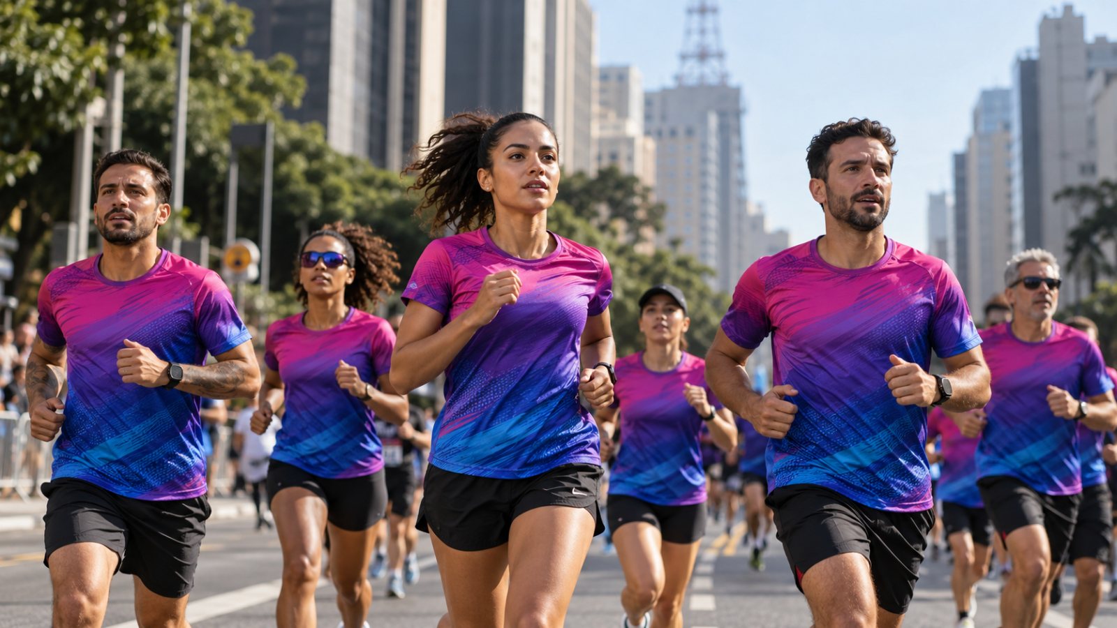 Corredores com camisetas de corrida personalizadas — Grafíssima