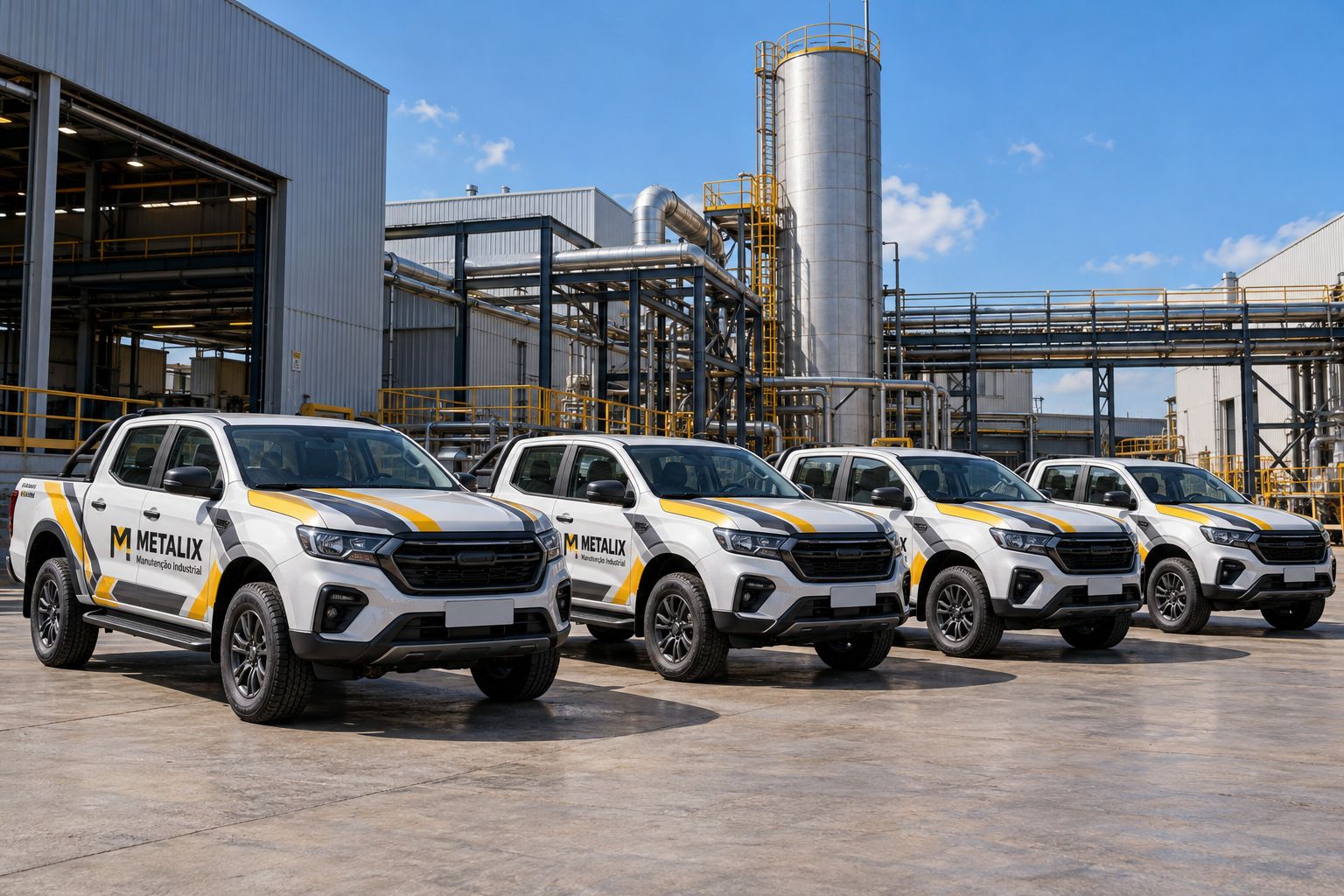 Caminhonetes de manutenção industrial com adesivagem de frota — Diadema