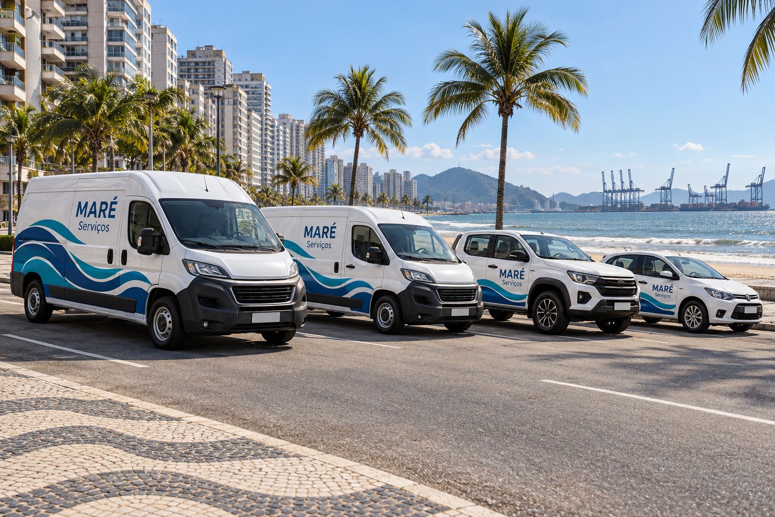 Frota de serviços envelopada em cidade do litoral paulista — Guarujá