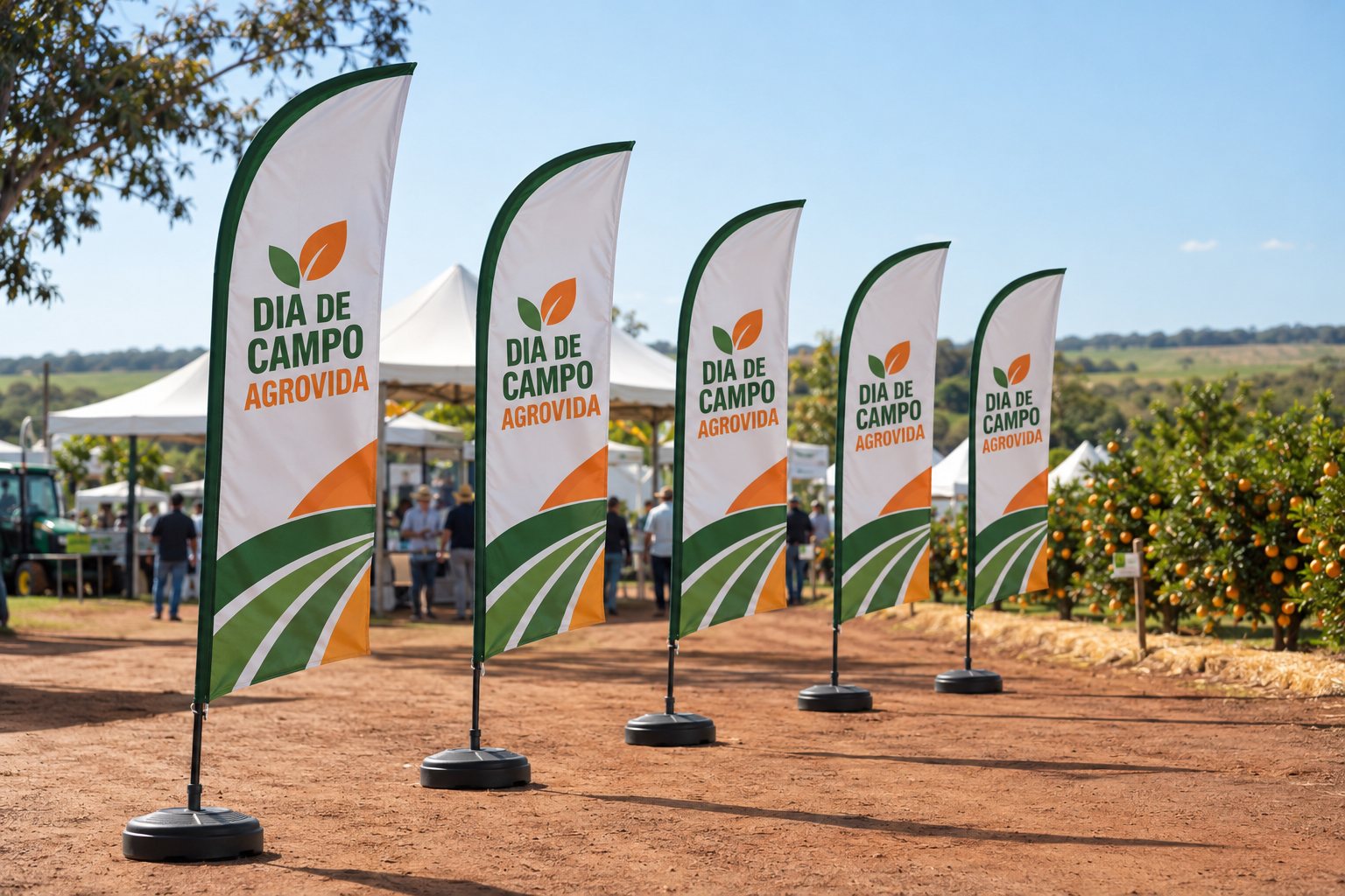 Wind banners em evento agrícola em Araraquara — Grafíssima