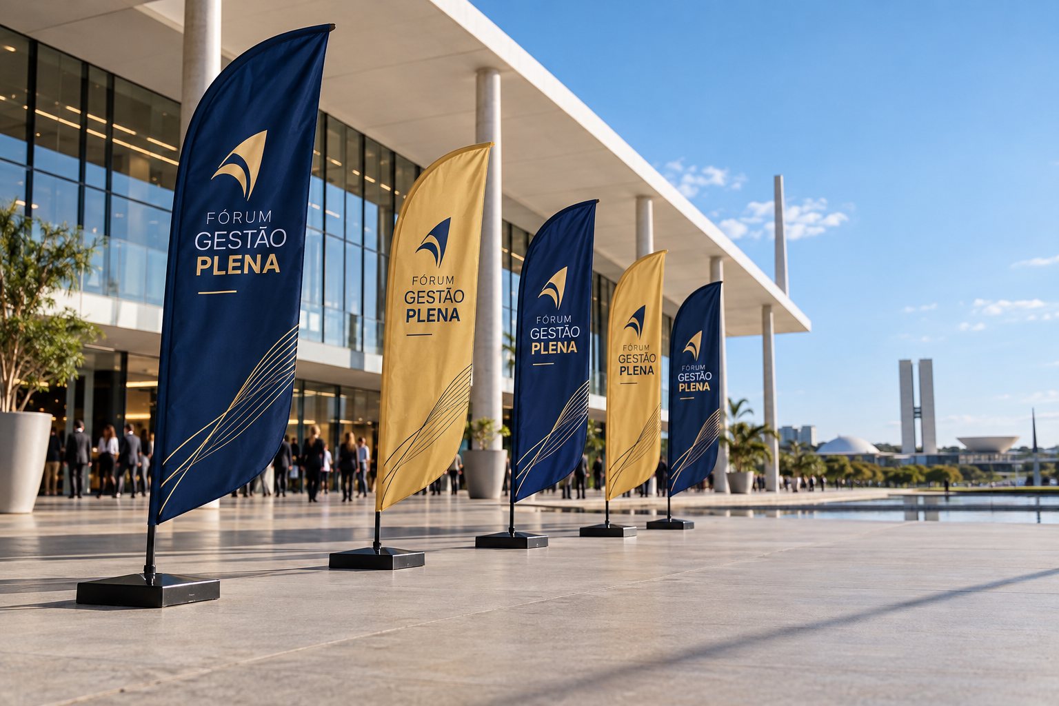 Wind banners na entrada de um congresso em Brasília — Grafíssima