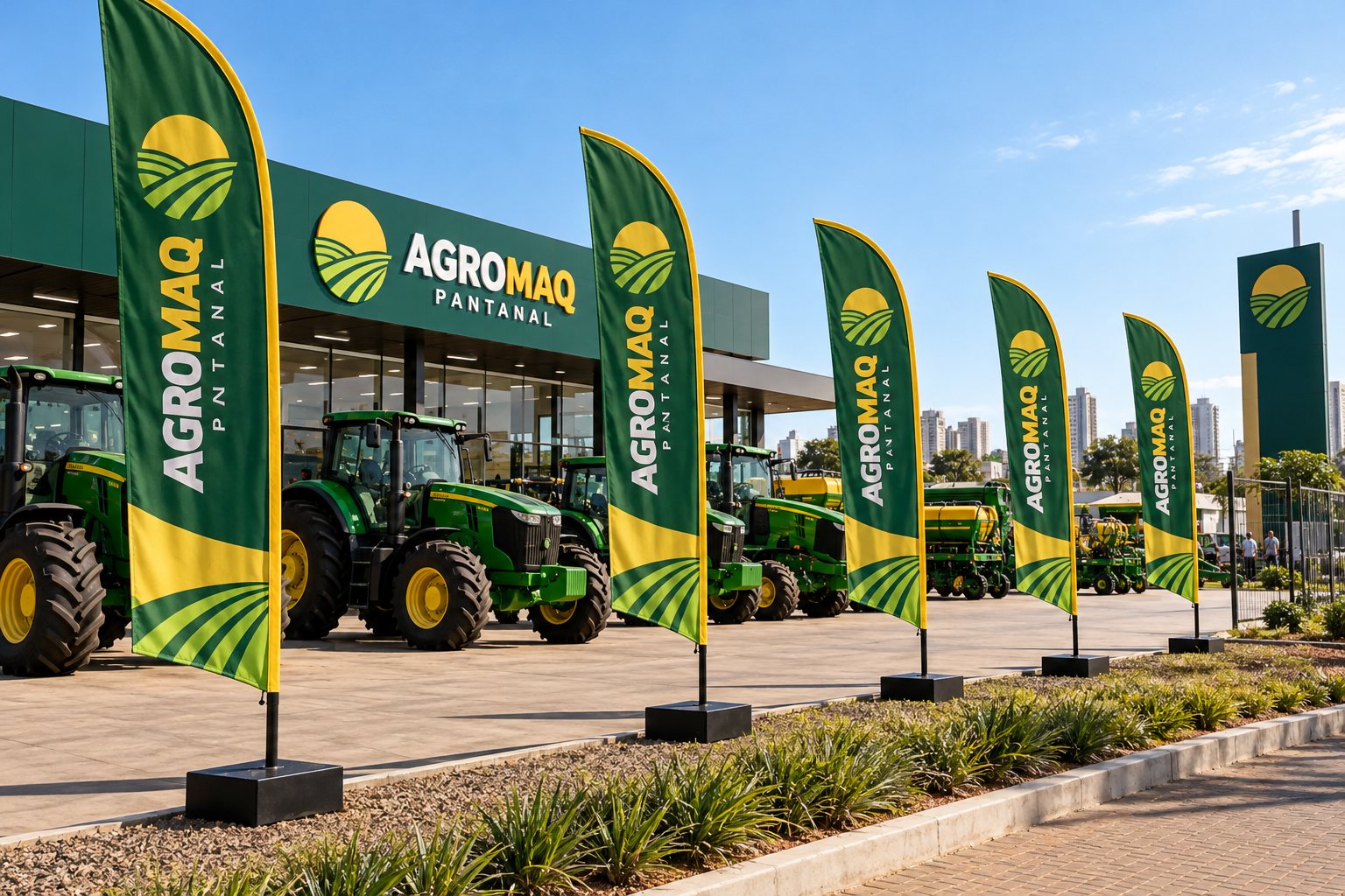 Wind banners em revenda de máquinas em Campo Grande — Grafíssima