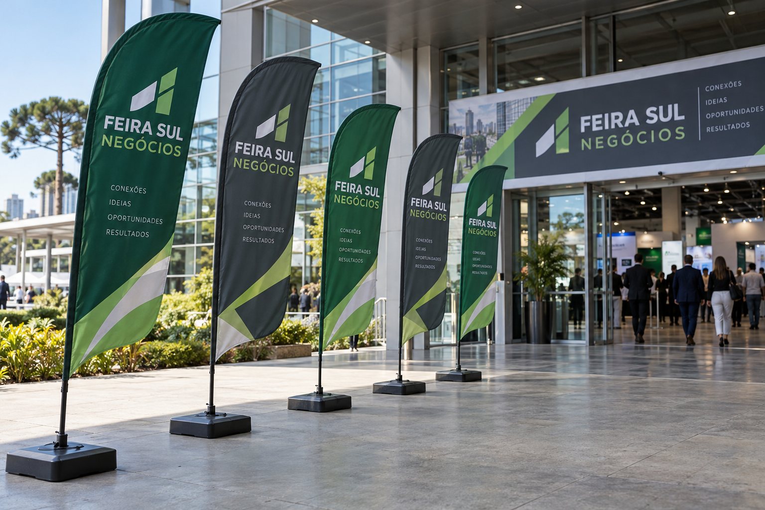 Wind banners em feira de negócios em Curitiba — Grafíssima
