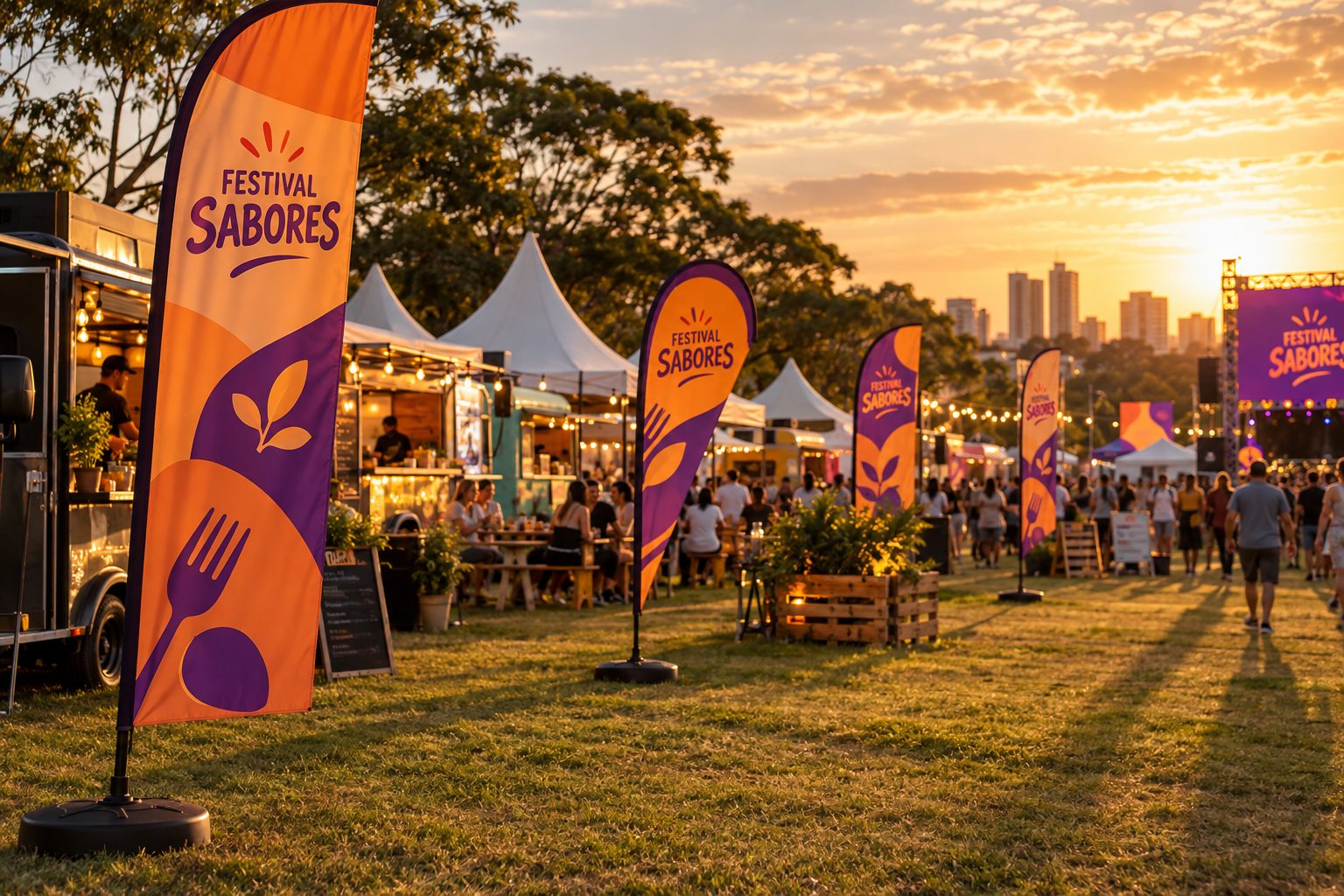 Wind banners em evento ao ar livre — Grafíssima