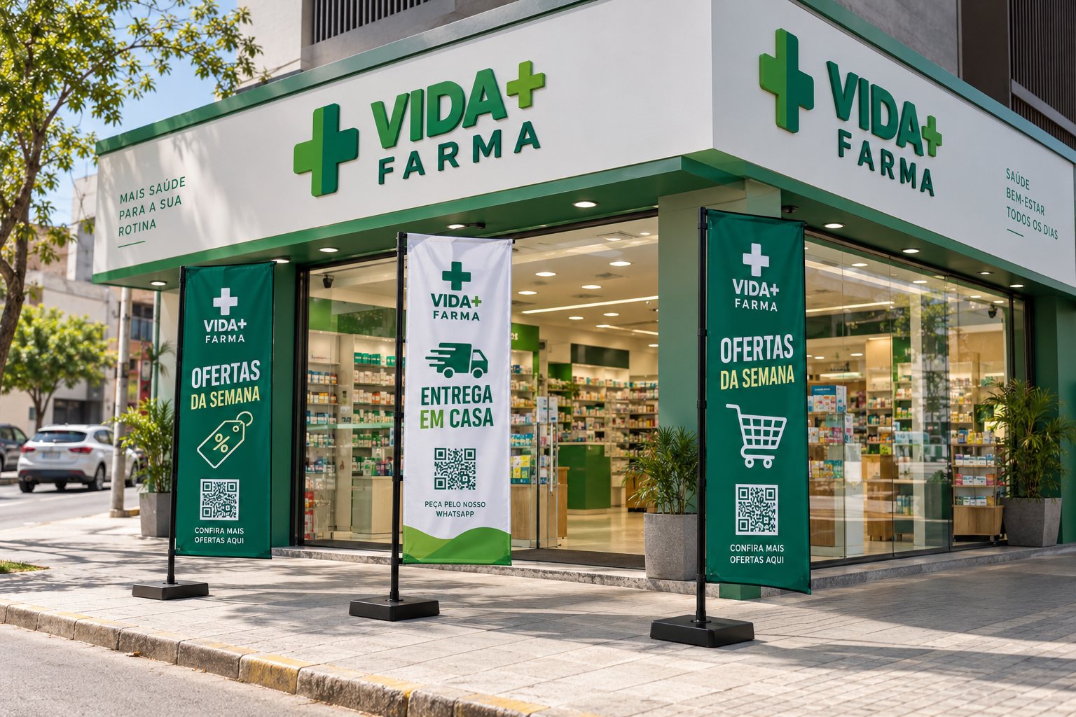 Wind banners retos em farmácia — Grafíssima