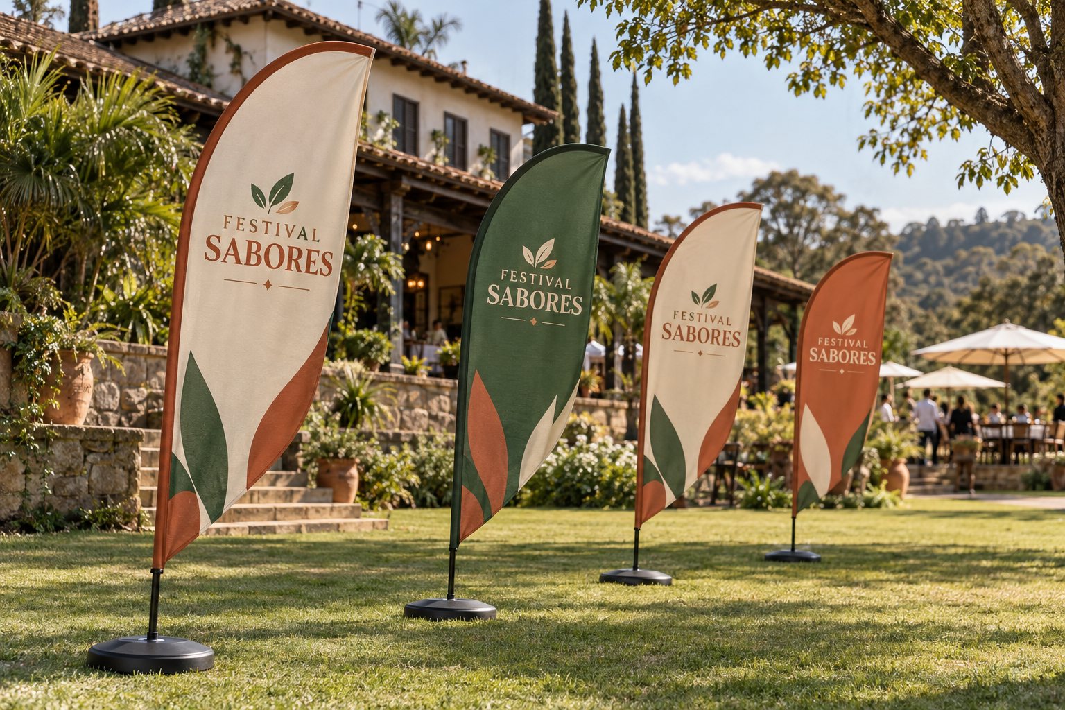 Wind banners em espaço de eventos em Itu — Grafíssima