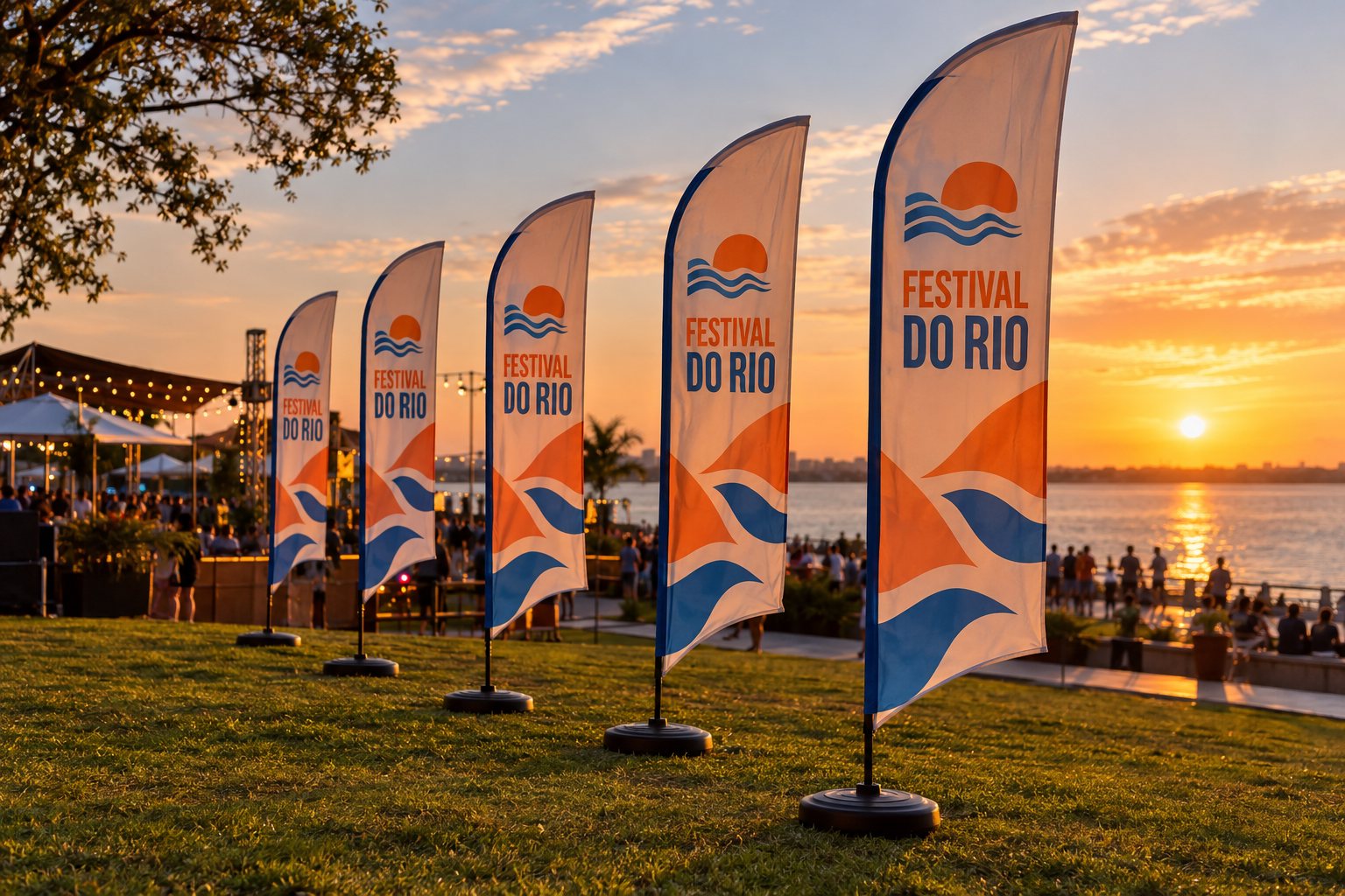 Wind banners em evento na orla de Porto Alegre — Grafíssima